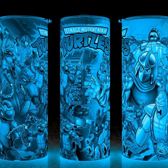 Glow in the Dark 80s TMNT Ninja Turtle Cartoon Classic Cup Mug Tumbler - Picture 1 of 4